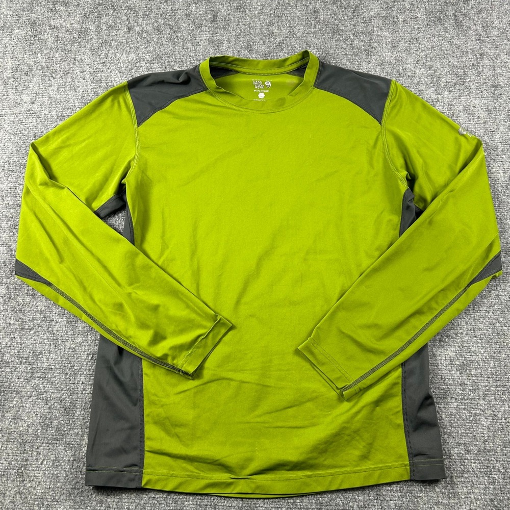 Mountain Hardwear Shirt Mens Medium Green Long Sleeve Hiking Performance Base